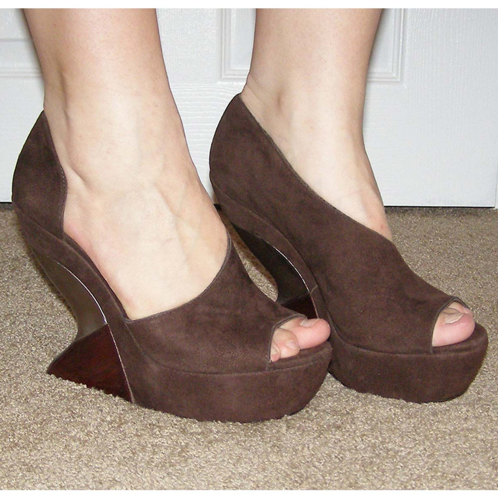 New sz 9 Leifsdottir Brown Suede Wedge Shoes - Picture 8 of 8